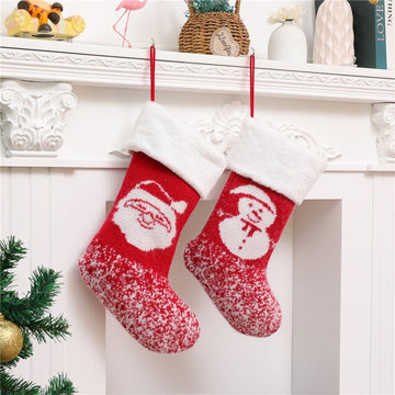 Large Knitted Snowman Old Man Sock Gift Bag Christmas Decoration