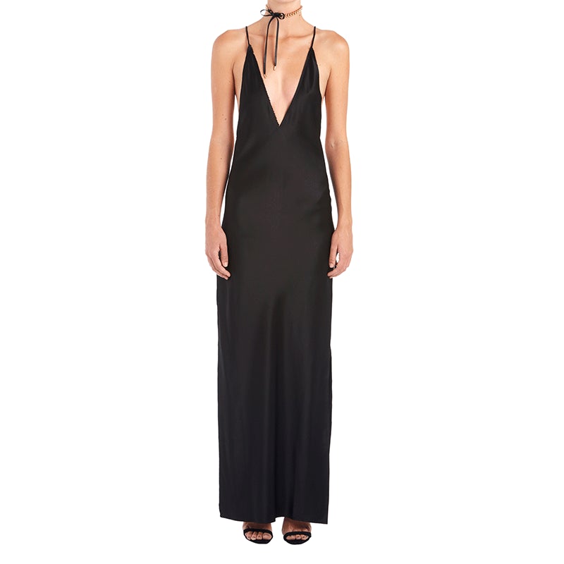 Sexy Satain Backless Evening Party Dresses-Black-S-Free Shipping at meselling99