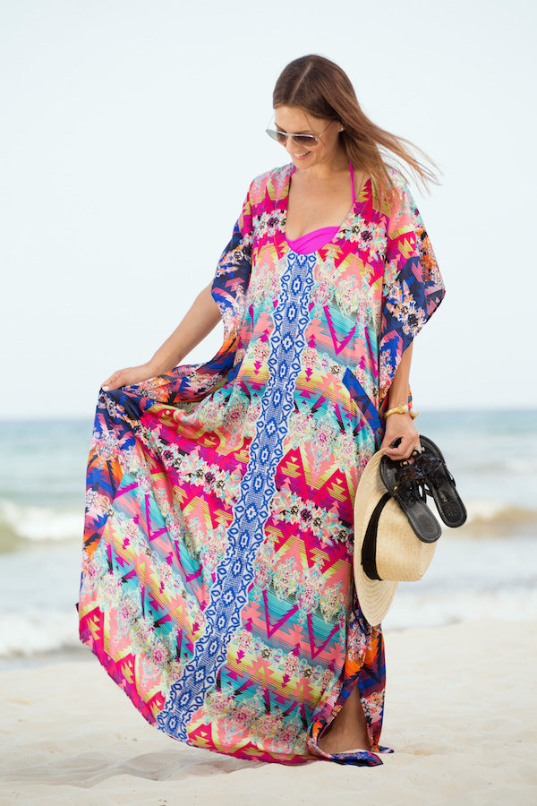 Summer Chiffon Floral Print Beach Bikini Cover Ups