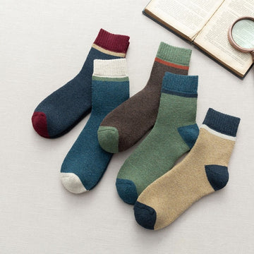 Simple Thick Wear-Resisting Mid-Calf Length Sock(A Set Of Five Pairs)