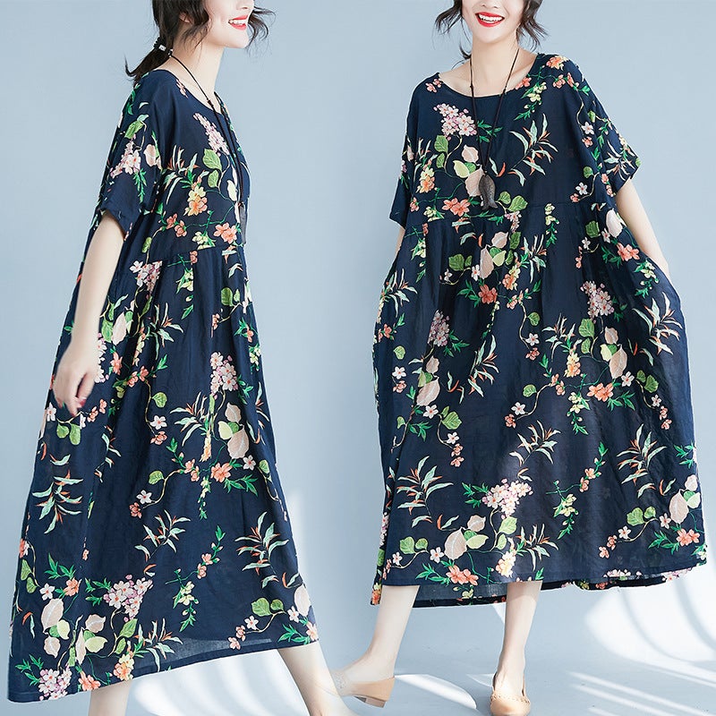 Casual Plus Sizes Short Sleeves Dresses-Dresses-The same as picture-One Size 45-75kg-Free Shipping at meselling99