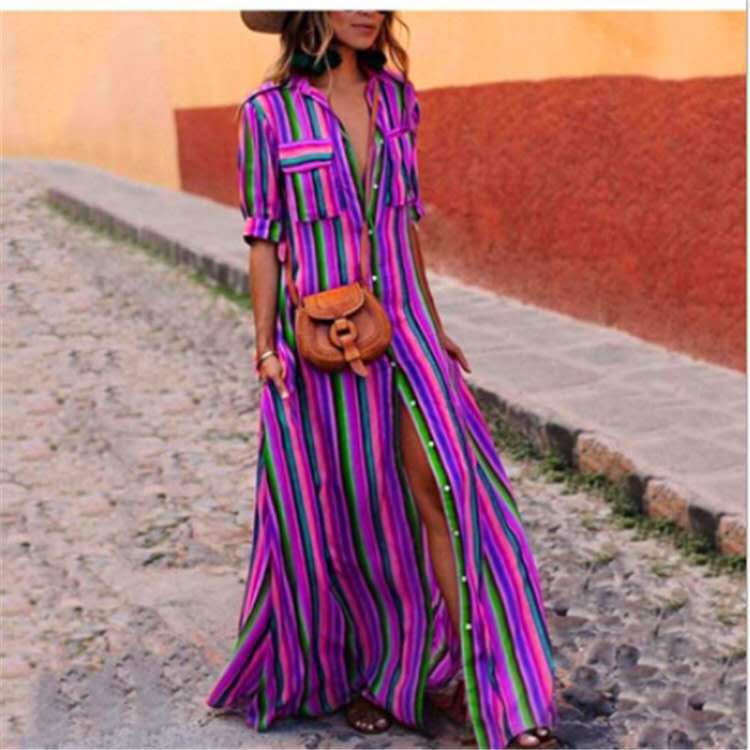Plus Size Boho Maxi Dress – Flowy Long Bohemian Summer Dress for Women