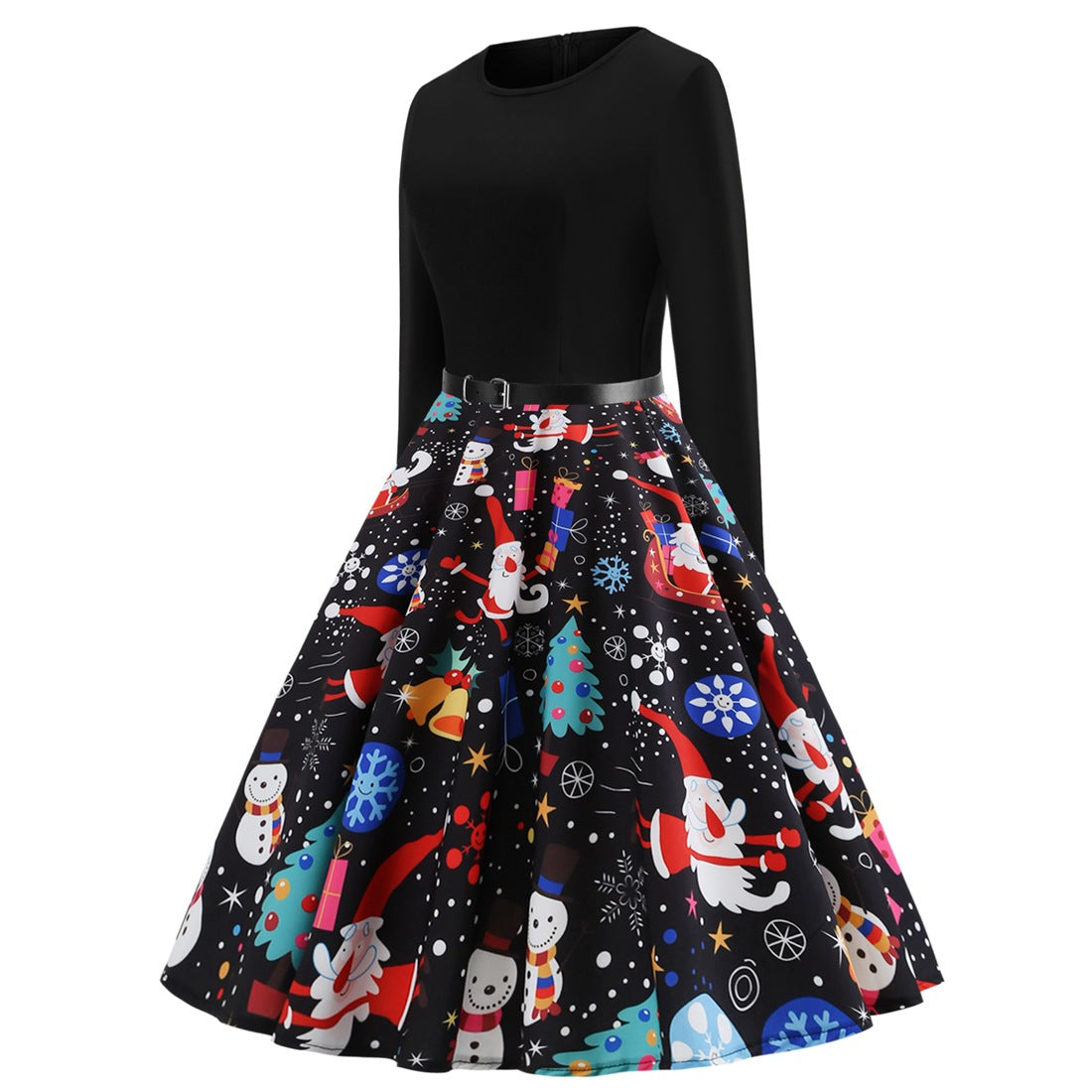 Black Christmas Women Long Sleeves Winter Vintage Dresses-Vintage Dresses-Free Shipping at meselling99