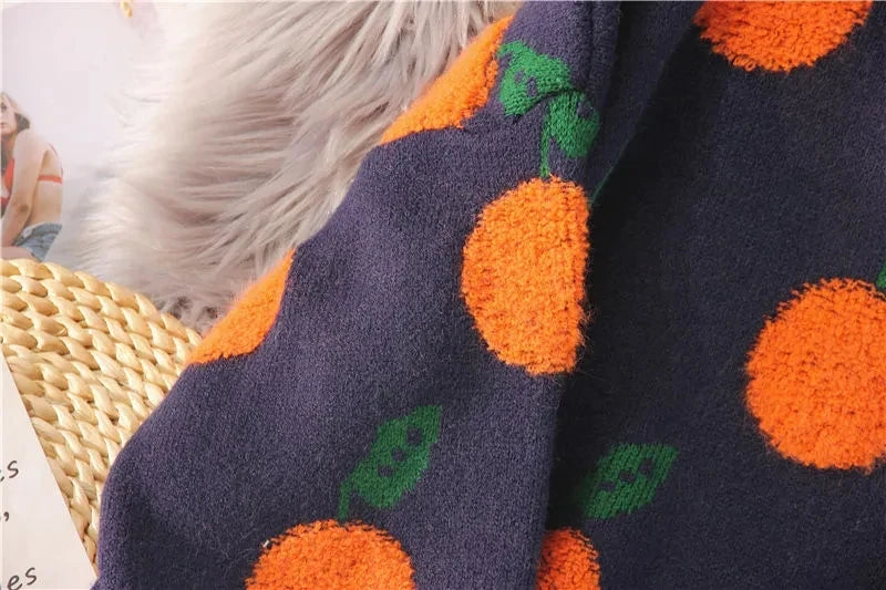 Women's Winter Orange High Neck Sweater