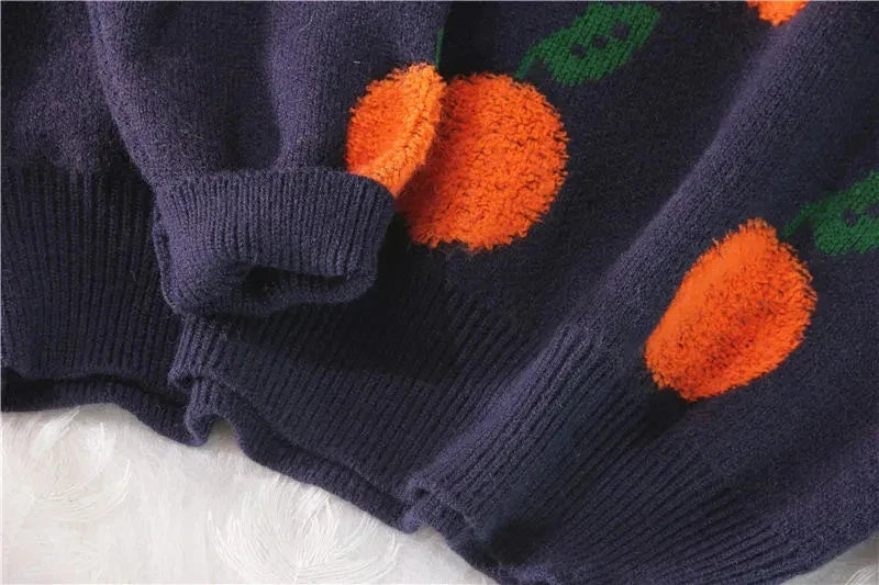 Women's Winter Orange High Neck Sweater