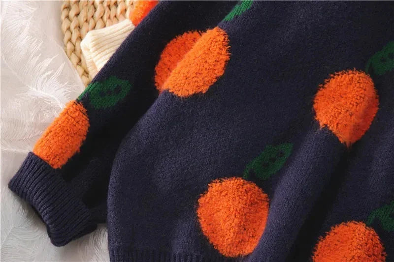 Women's Winter Orange High Neck Sweater