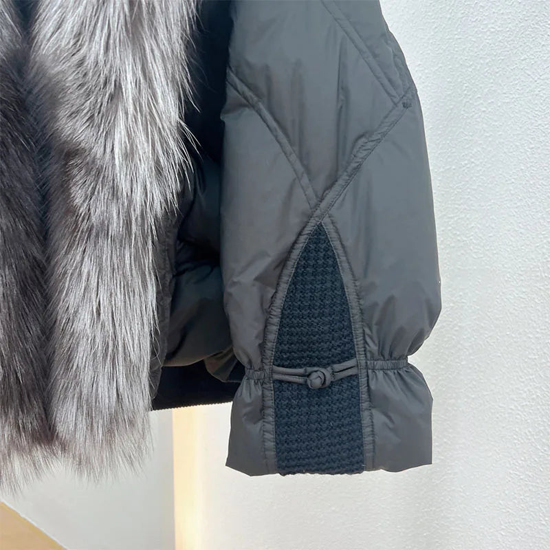 Winter Women Faux Fur Collar Short Down Coat