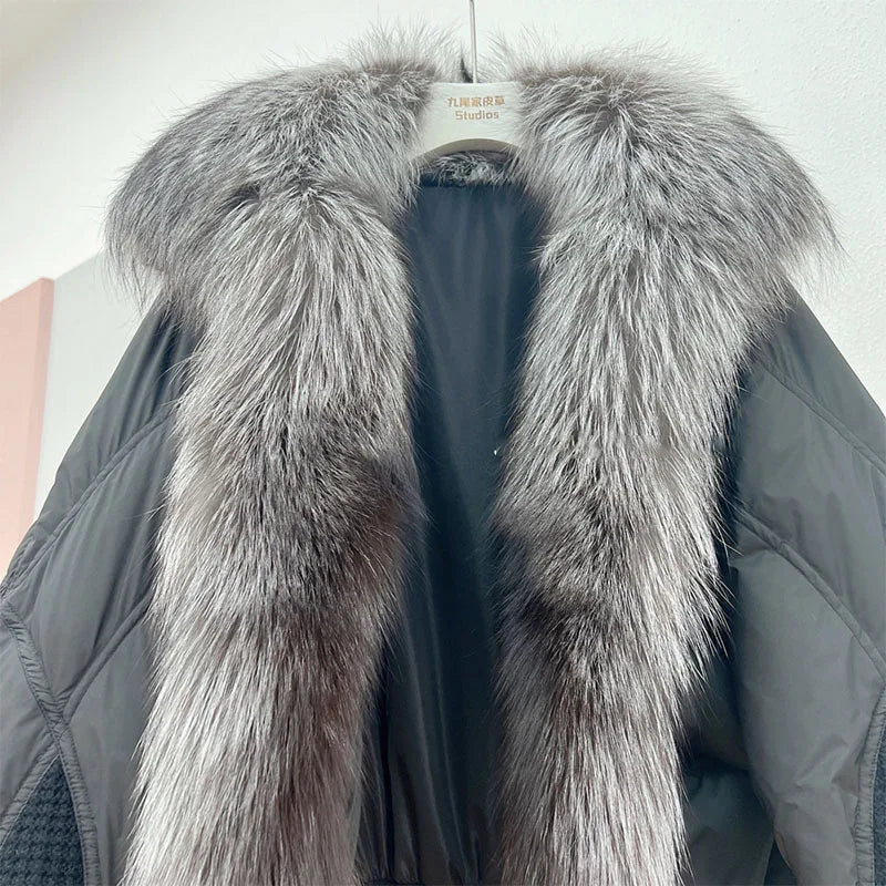 Winter Women Faux Fur Collar Short Down Coat