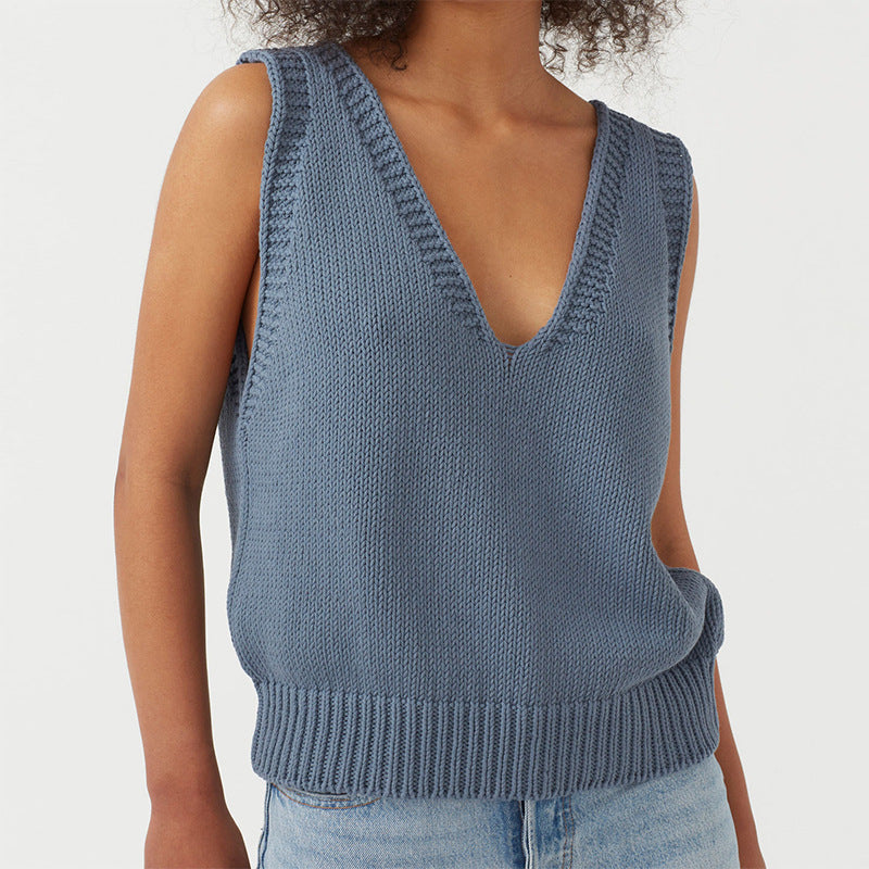 Sexy V Neck Sleeveless Knitted Vest