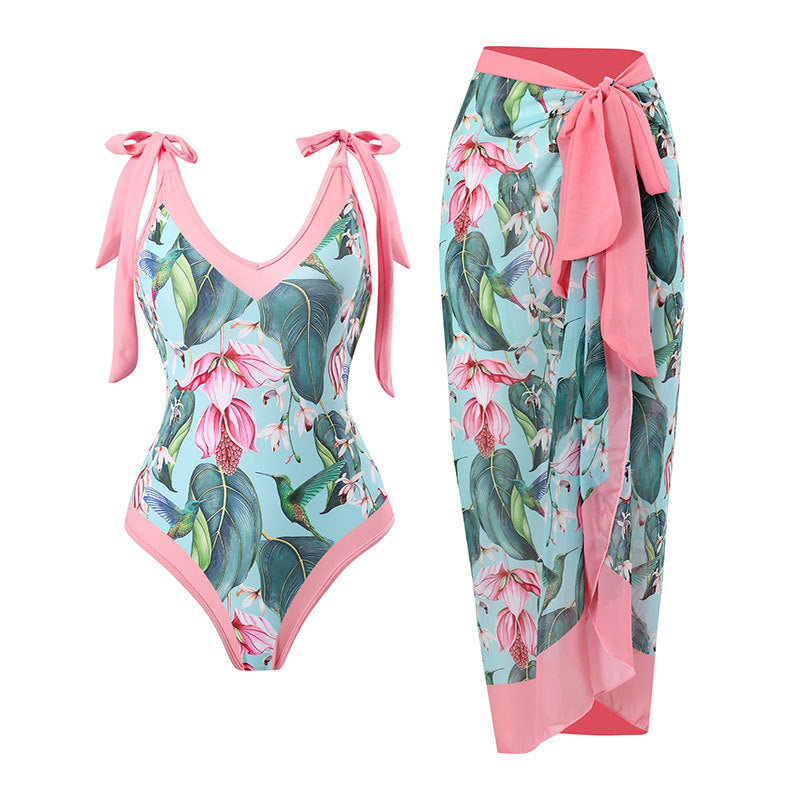 Women's One-Piece Swimsuit with Sun Protection Cover-Up