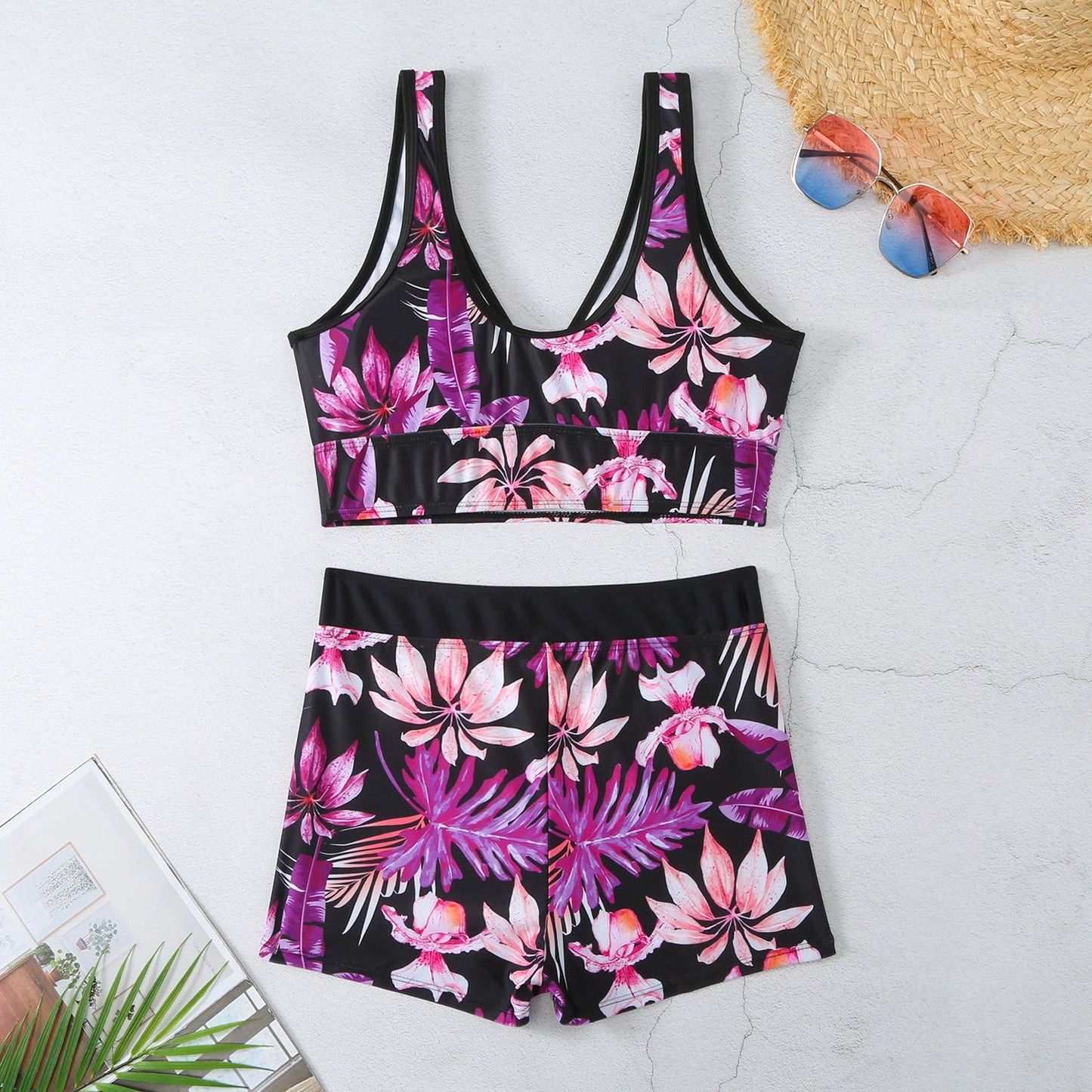 Sexy Floral Print Summer Boxer Swimsuits
