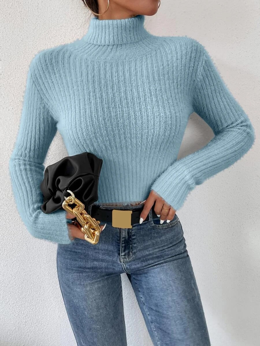 Fashion High Neck Knitted Pullover Sweaters