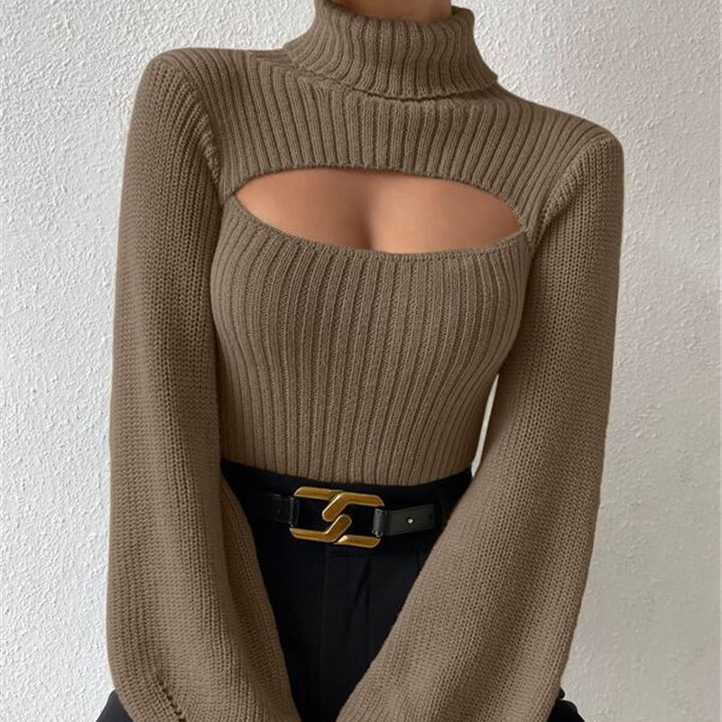 Sexy High Neck Short Knitted Sweaters