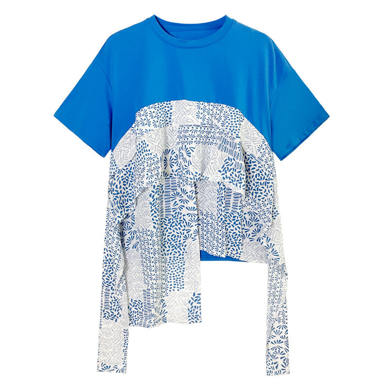 Vintage French Style Summer Chiffon Irregular Women Tops