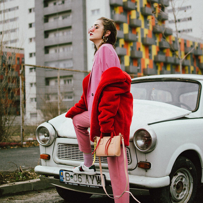 Luxury Faux Fur Coat – Winter Warm Thick Plush Oversized Jacket with Lapel Collar