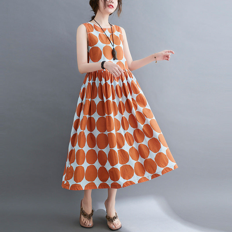 Summer Women Dot Print Midi Dresses-Dresses-Free Shipping at meselling99