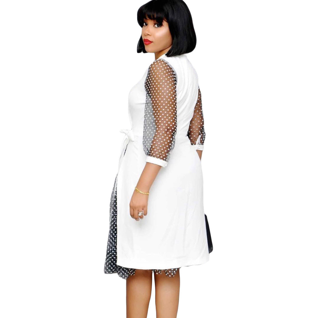 Fashion Dot Print Plus Sizes Women Dresses-Dresses-Free Shipping at meselling99