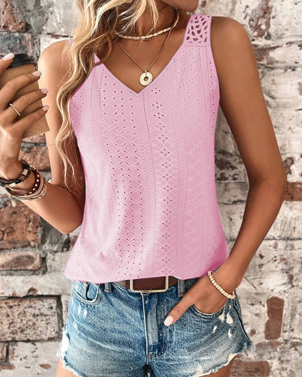 Summer Solid Color V-Neck Sleeveless T-Shirt – Breathable Loose Fit Casual Top