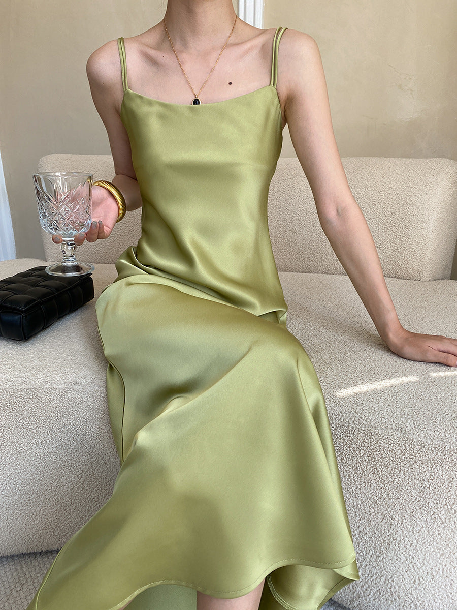 Elegant French Satin Slip Dress