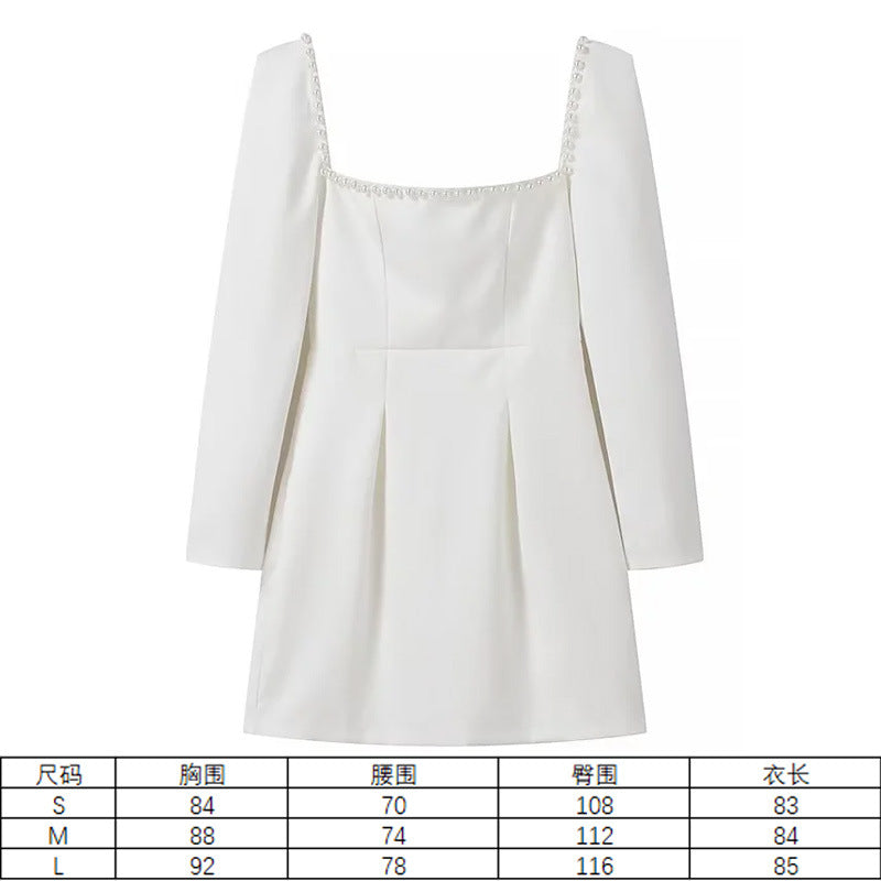Elegant Velvet Fitted Diamond-Embellished Long-Sleeve Short Hemline Dress