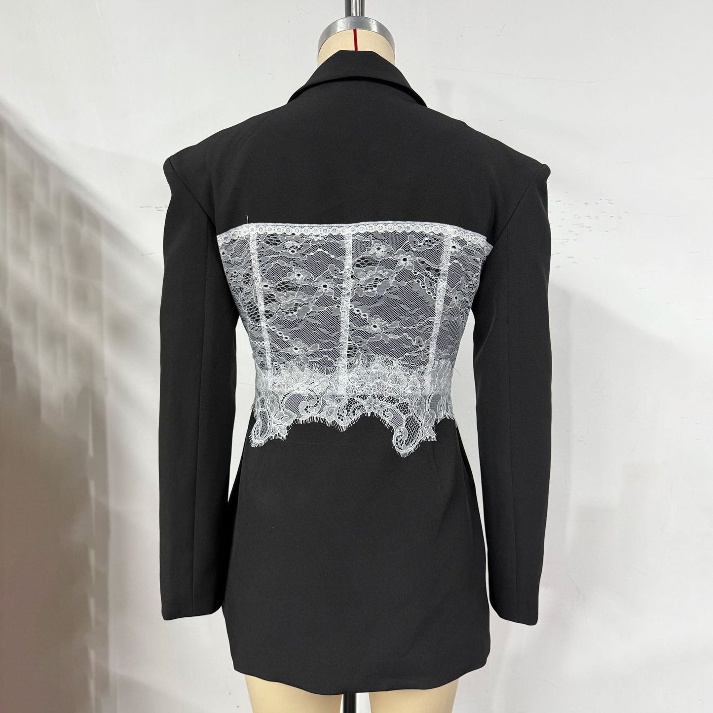 Designed Lace Panel Slim-Fit Blazer for Women – Sexy & Stylish Tailored Waist Jacket