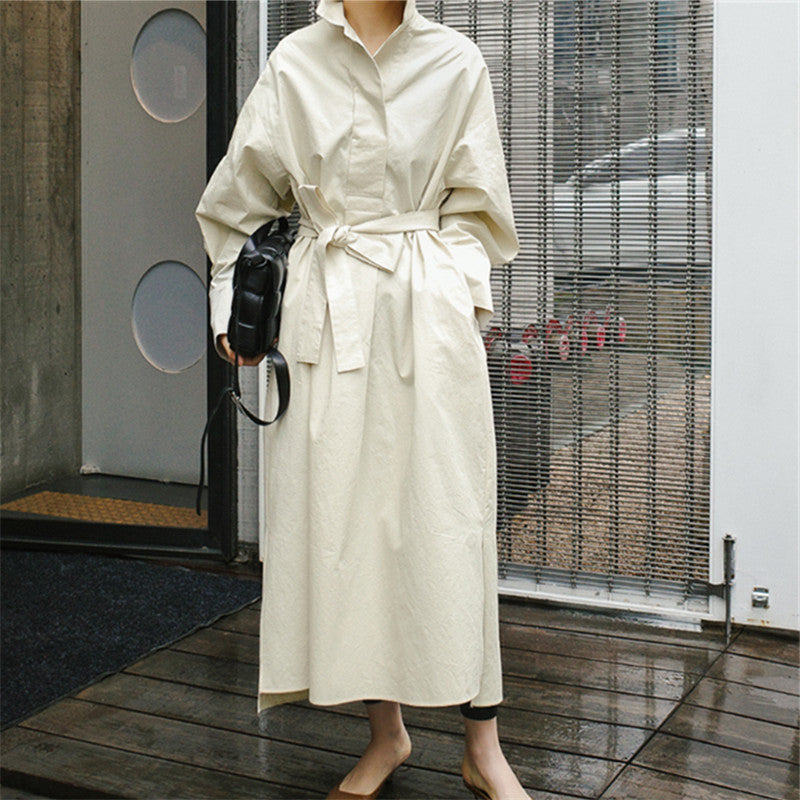 Class Bowknot Long Sleeves Maxi Shirt Dresses-Cozy Dresses-Free Shipping at meselling99
