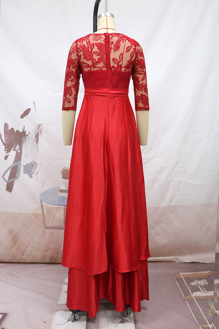 Elegant Lace Party Dresses with Brush Tail-Dresses-Free Shipping at meselling99