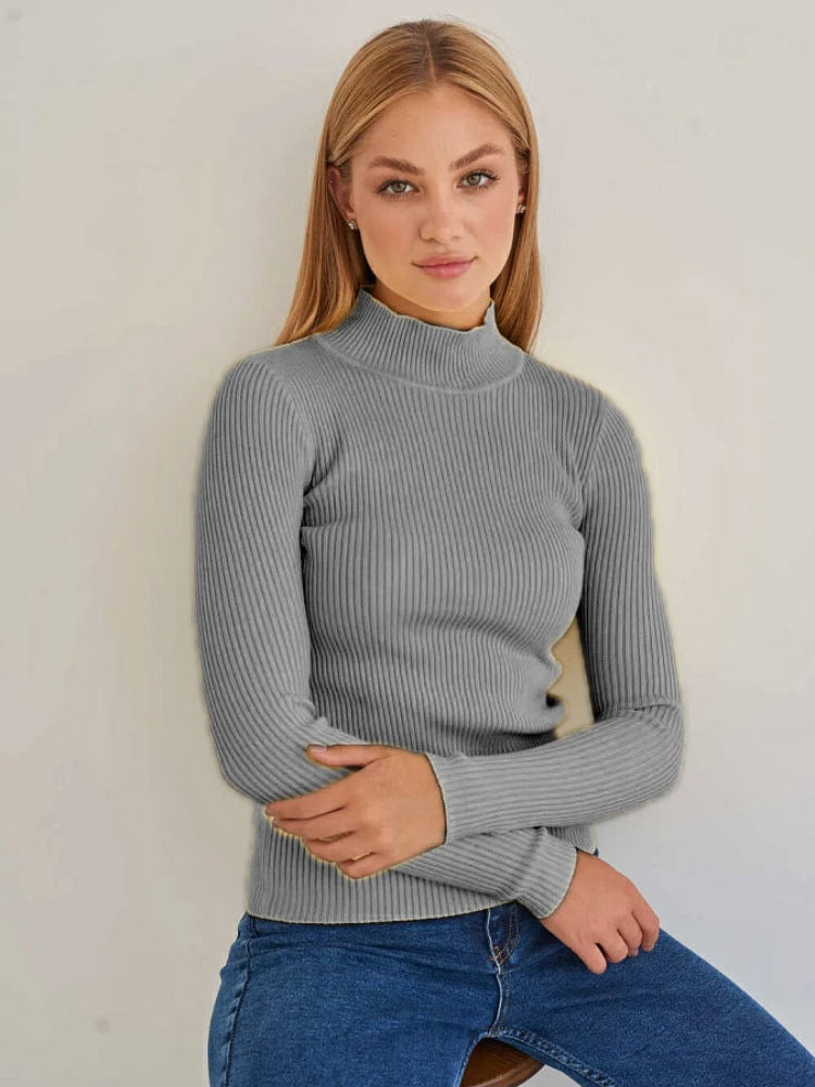 Sexy High Neck Knitted Sheath Shirts