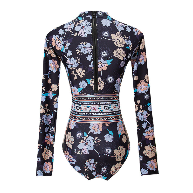 Women Long Sleeves Floral Print Surf Wear