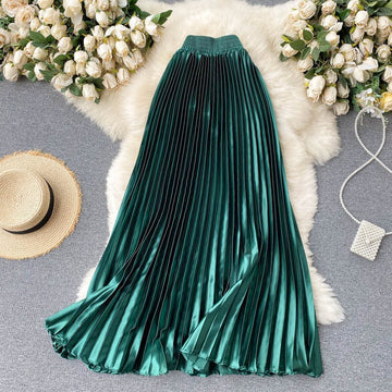 Luxury Heavy-Duty Pleated Midi A-Line Skirt