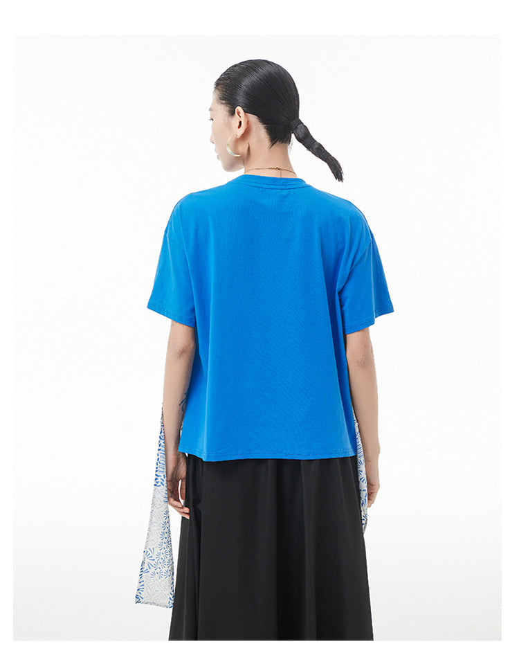 Vintage French Style Summer Chiffon Irregular Women Tops
