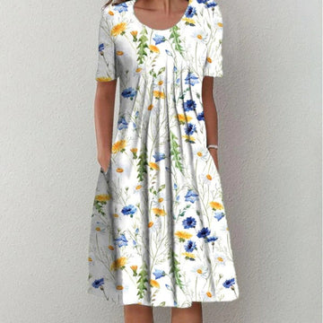 Plus Size Women's Floral Print Short Sleeve Dress