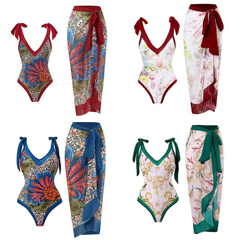Women's One-Piece Swimsuit with Sun Protection Cover-Up