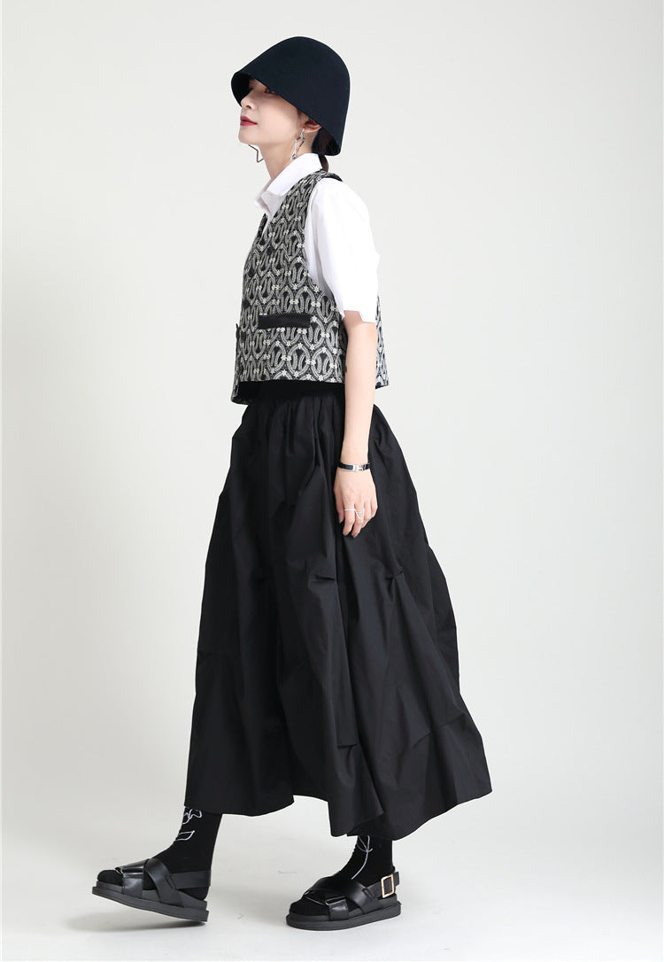 Women's High Waist A-Line Midi Skirt