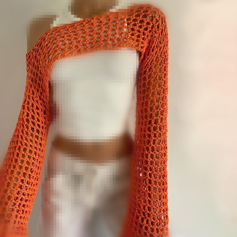 Sexy Hollow Knit Long Sleeves Top