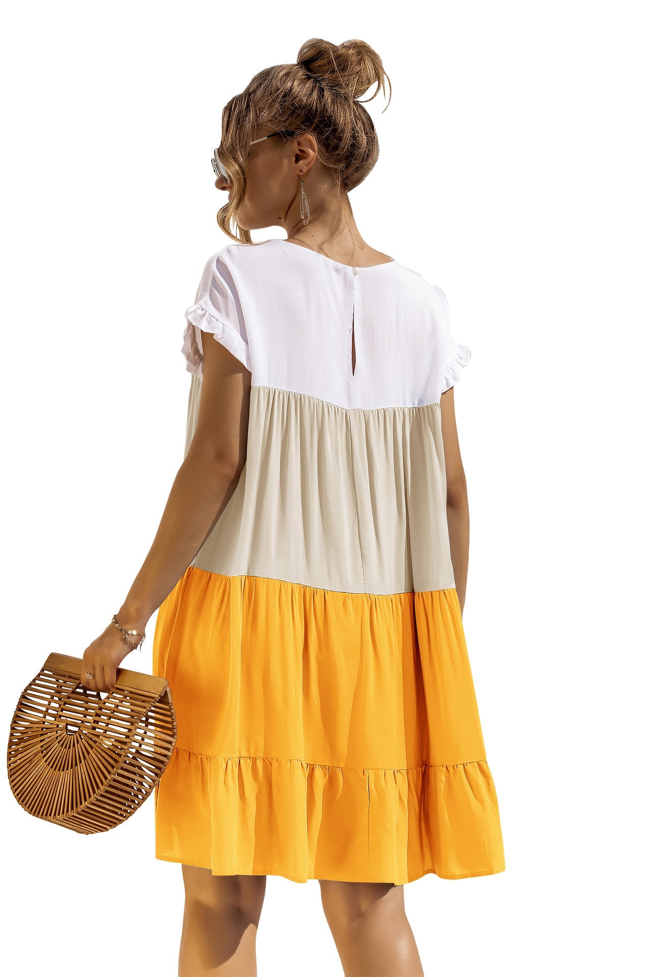 Summer Color Block Loose Fit Short Dress