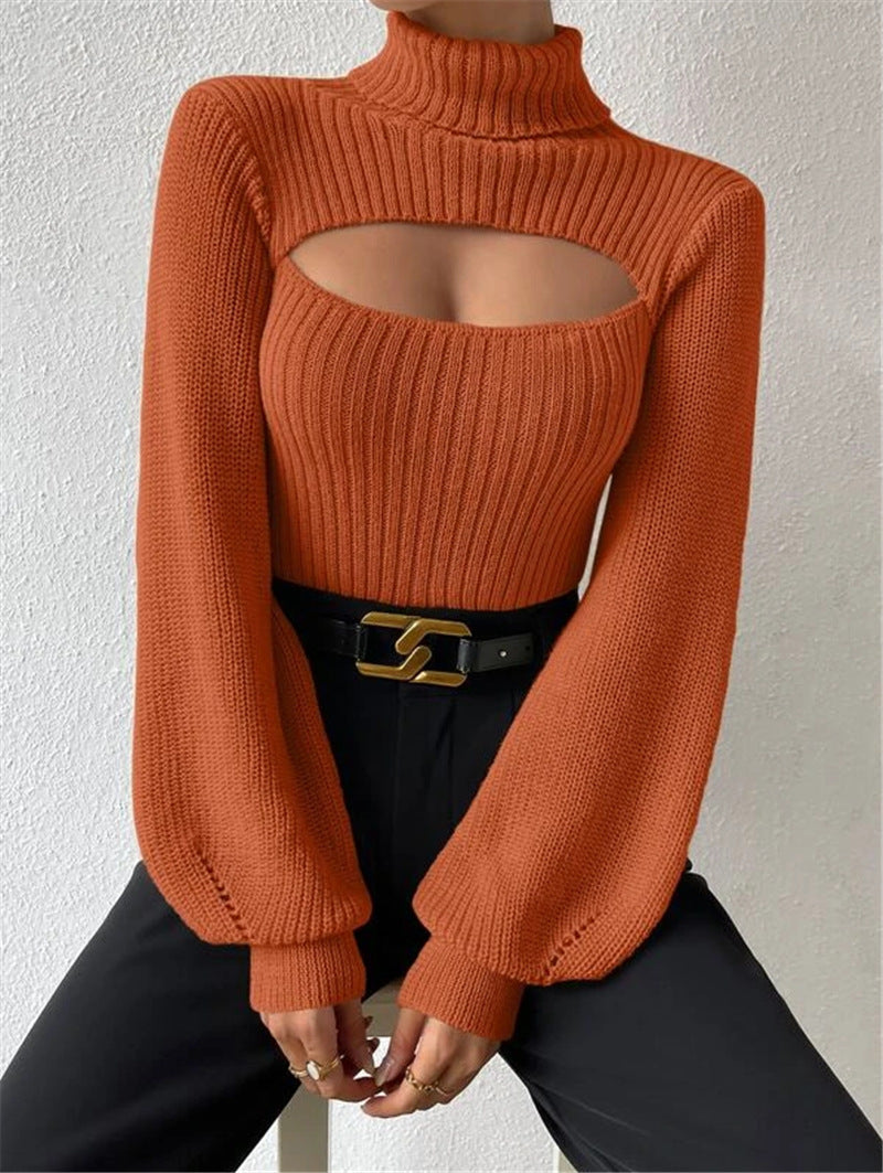 Sexy High Neck Short Knitted Sweaters