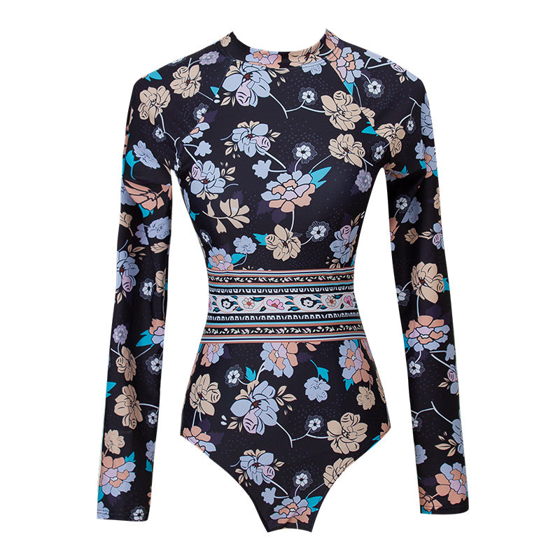 Women Long Sleeves Floral Print Surf Wear