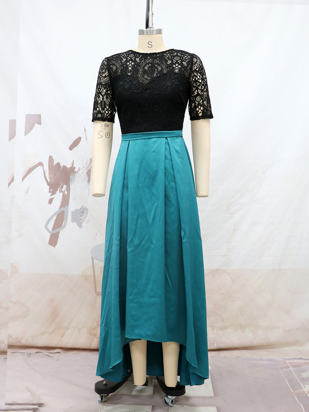 Elegant Asymmetrical Lace Party Dresses-Dresses-Blue-S-Free Shipping at meselling99