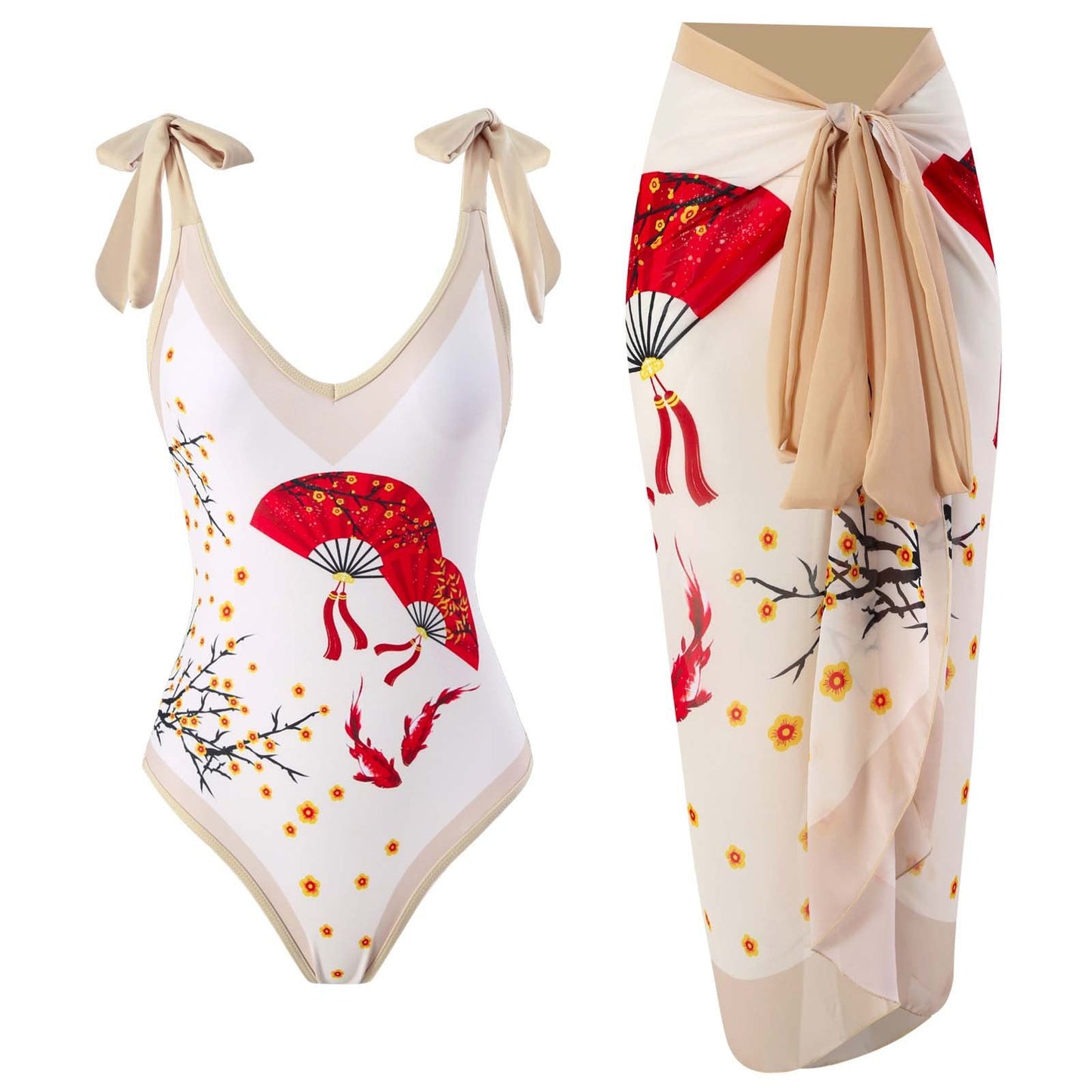 Women's One-Piece Swimsuit with Sun Protection Cover-Up
