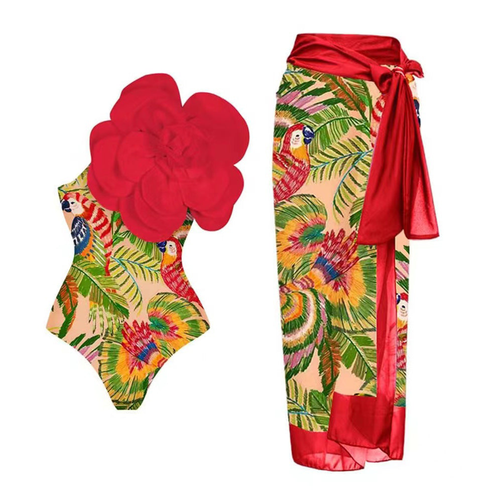 Women's 3D Floral Bikini Set – Sexy High-Cut Bathing Suit for Beach, Pool & Vacation
