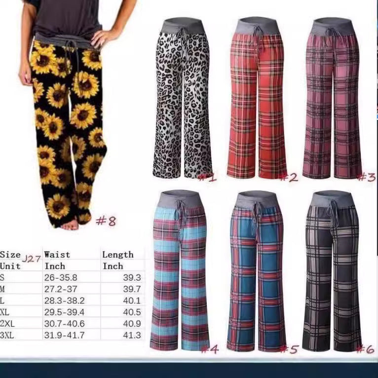 Women's Leopard Print Comfort Stretchy Lounge Pants – Relaxed Fit Wide-Leg Sleep Pants