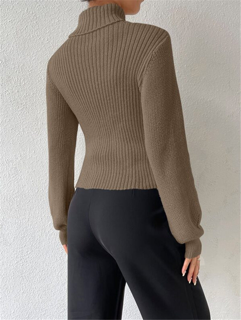 Sexy High Neck Short Knitted Sweaters
