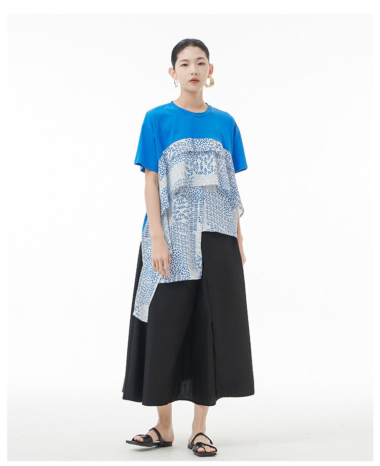 Vintage French Style Summer Chiffon Irregular Women Tops