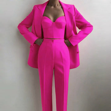 Designer Women's Office Suit Set Blazer, Vest & Pants for Business Casual