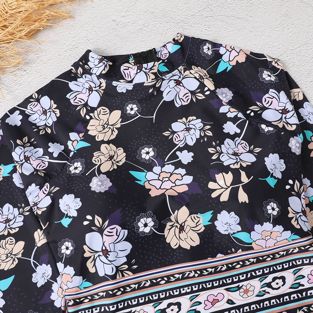 Women Long Sleeves Floral Print Surf Wear