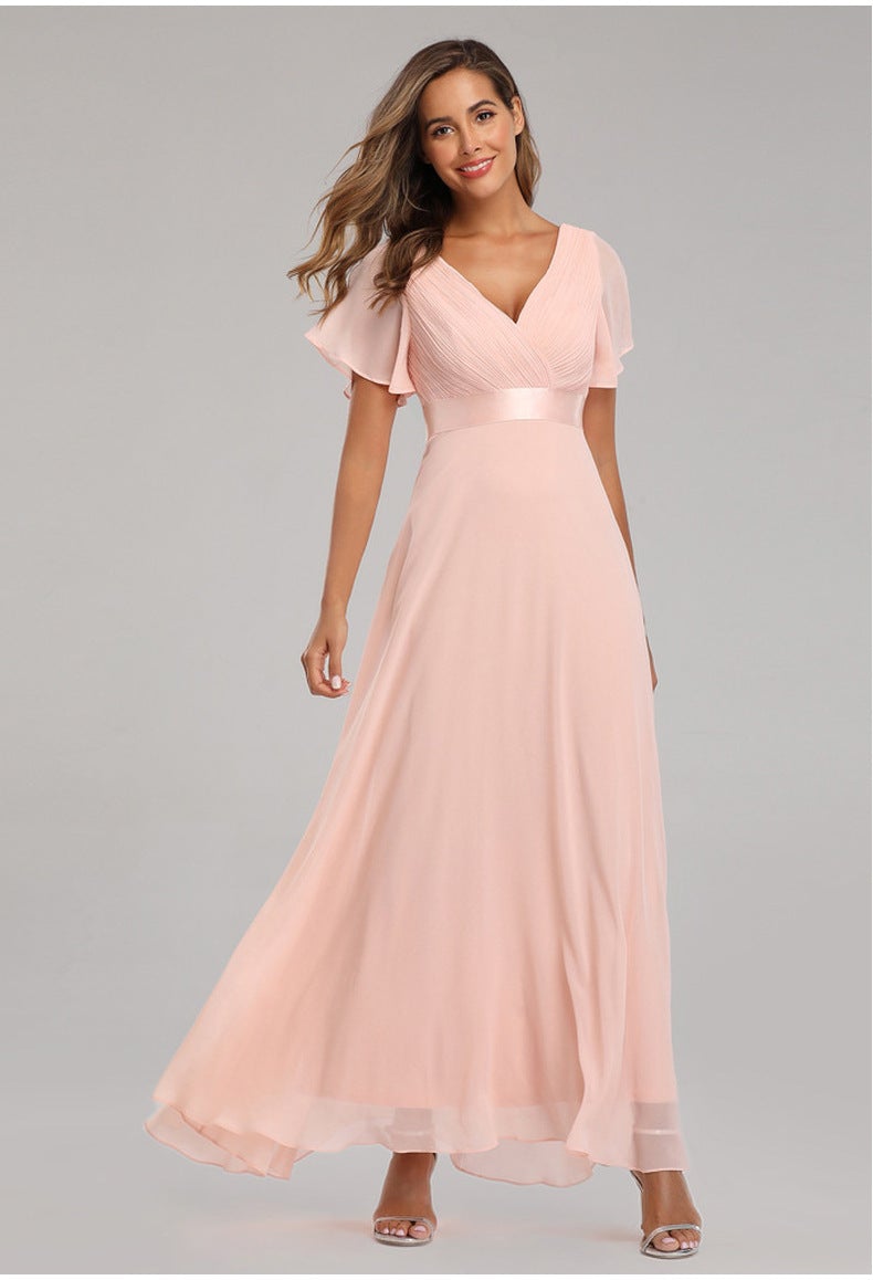 Elegant V Neck Chiffon Women Party Dresses-Dresses-Free Shipping at meselling99