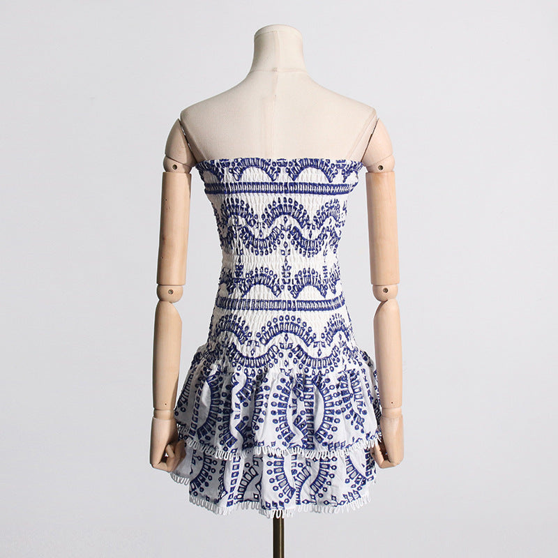Designed Women's Holiday Style Bodycon Bandeau Beach Dress
