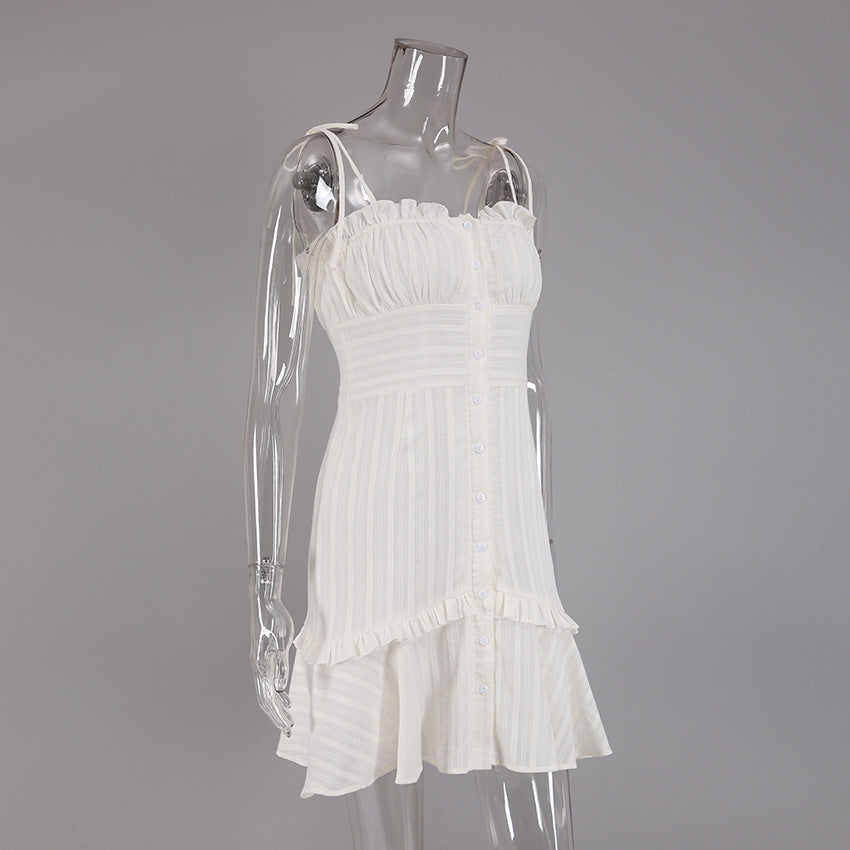 Summer Cotton Sexy White Mini Hot Dresses-Dresses-Free Shipping at meselling99