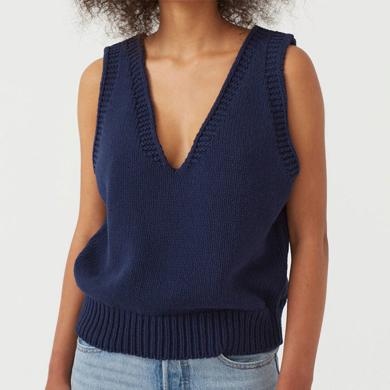 Sexy V Neck Sleeveless Knitted Vest